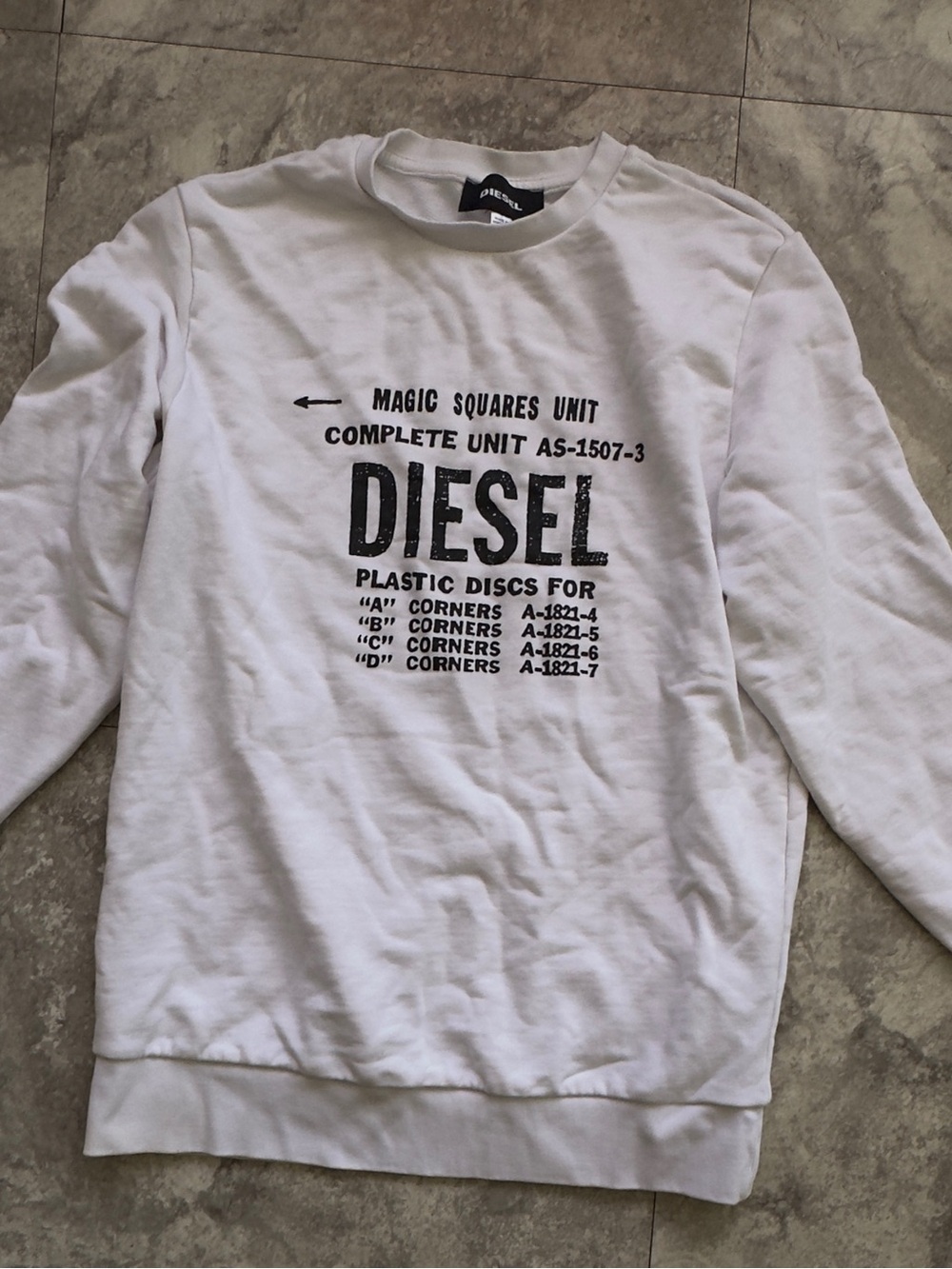 Diesel White Crewneck Sweatshirt with Black Logo Print